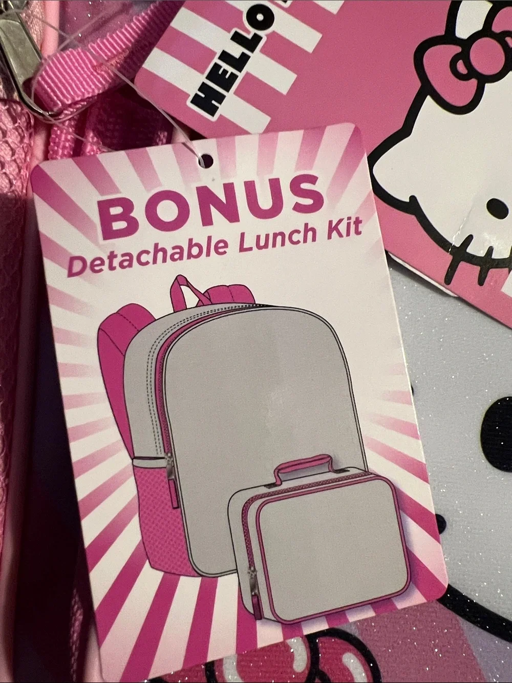 Sanrio Hello Kitty Pink and Purple Glitter Backpack